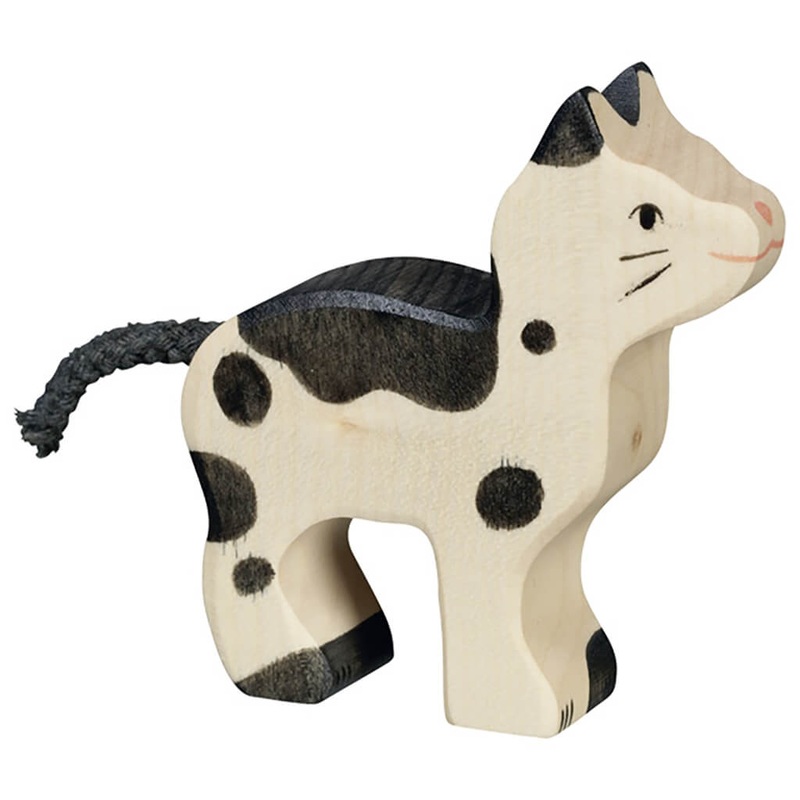 Holztiger Wooden Animal Small Cat Black and White