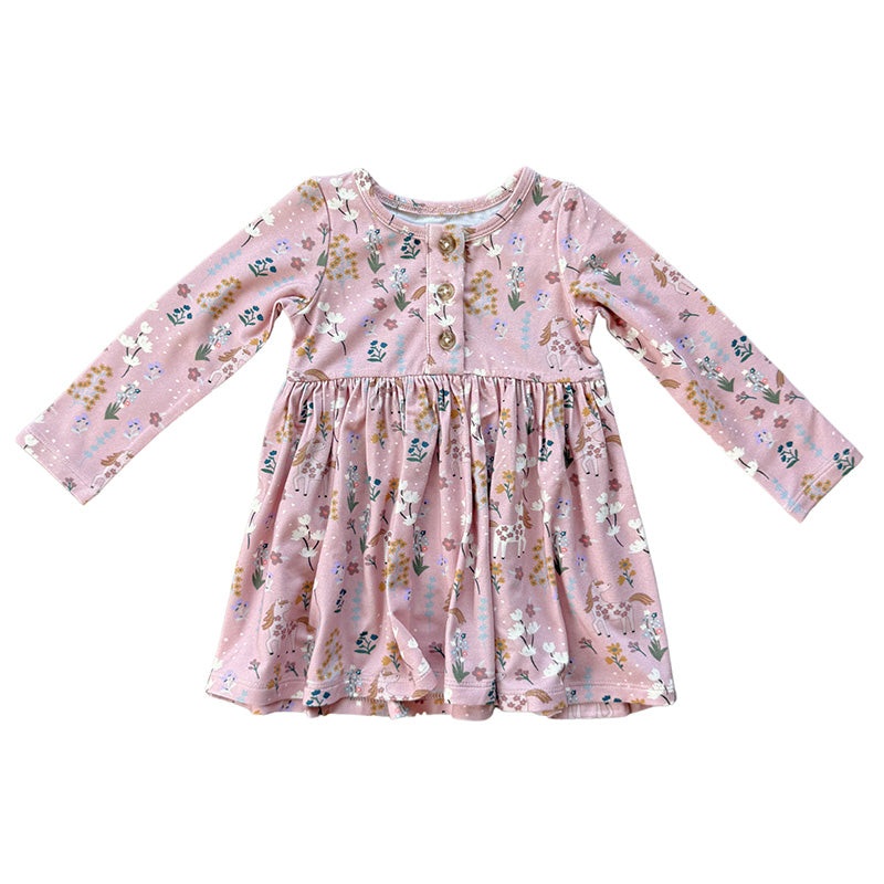Long Sleeve Henley Dress – Unicorn