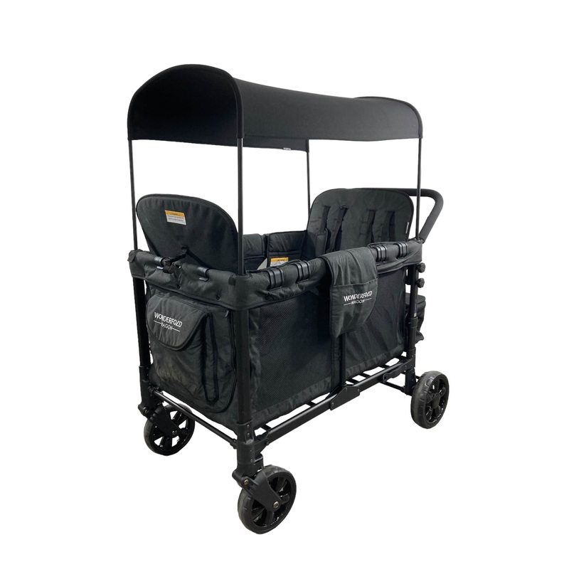 Wonderfold W4 Multifunctional Quad Stroller Wagon, Volcanic Black, 2024