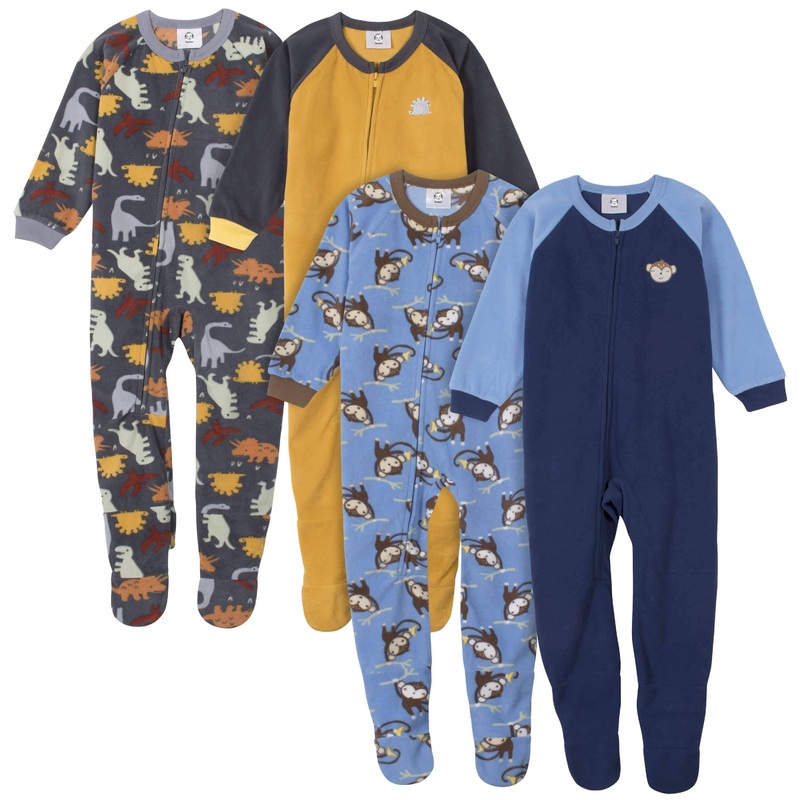 Gerber 4-Pack Toddler Boys Monkeys & Dinos Fleece Pajamas