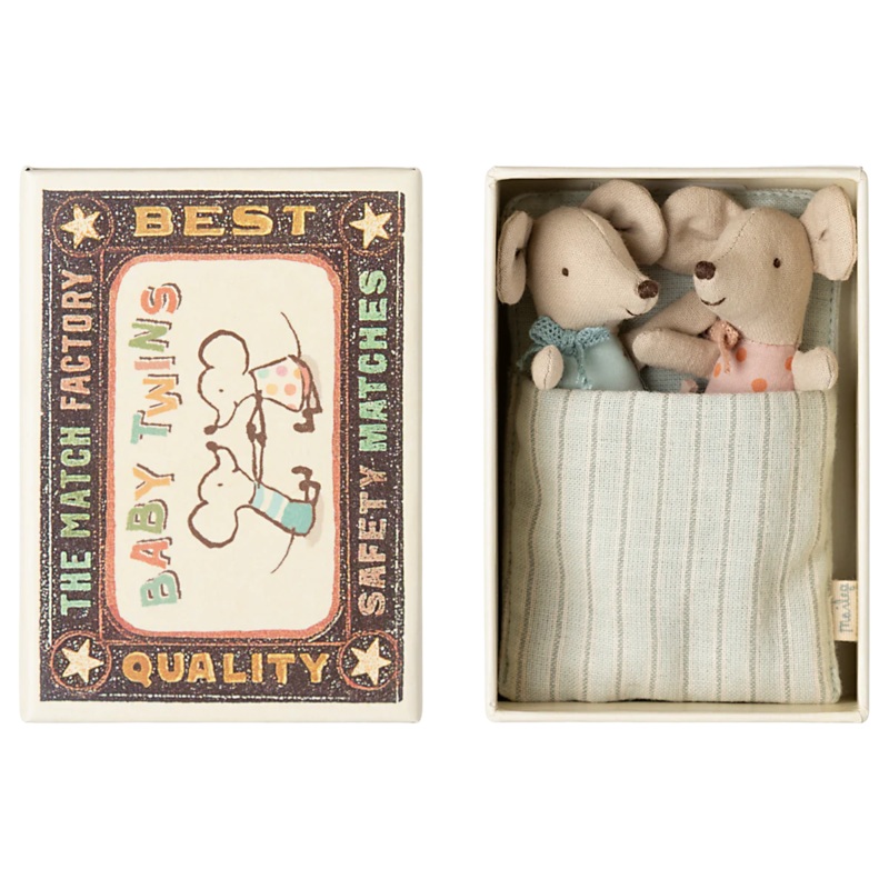 Maileg Twins, Baby Mice In Matchbox