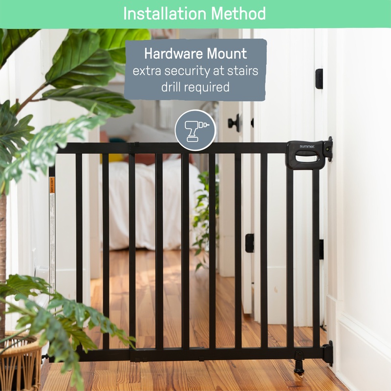 The Stairway 48W Series, Pet and Baby Gate, 30′-48′ Wide, 32″ Tall – Black
