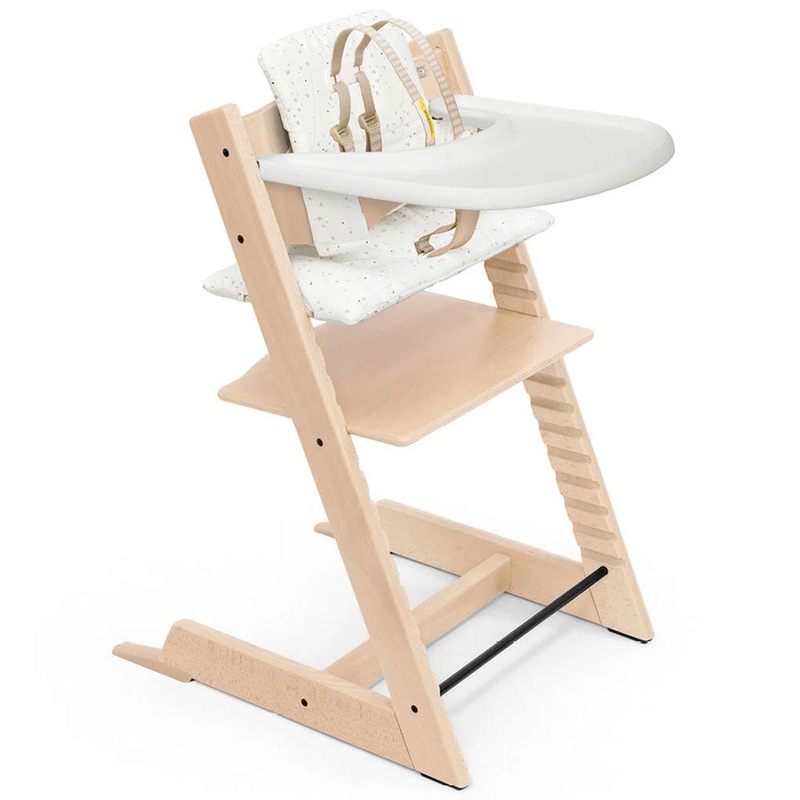 Tripp Trapp High Chair and Cushion with Stokke Tray — Natural / Sweet Hearts