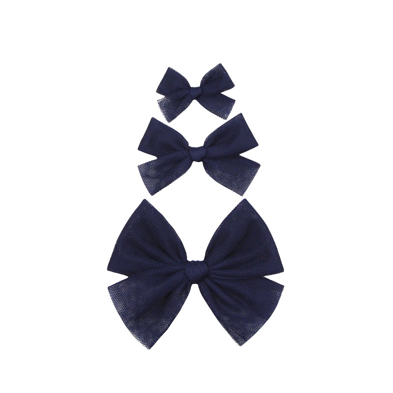 Tulle Bow – Navy Clip