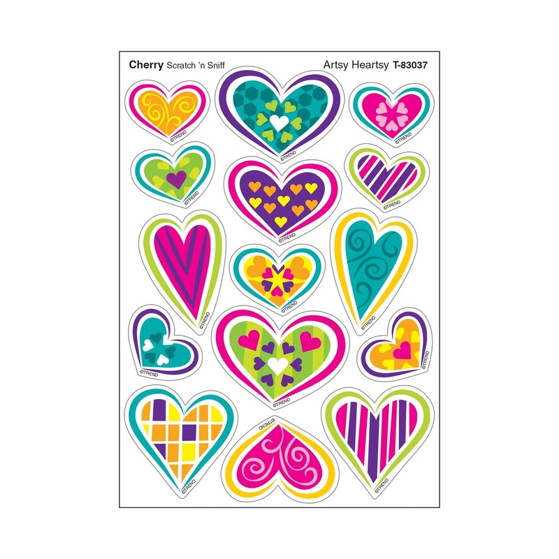 Artsy Heartsy, Cherry scent Scratch ‘n Sniff Stinky Stickers  Mixed Shapes