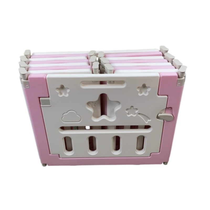Neche 14 Panel Foldable Baby Playpen, Pink White