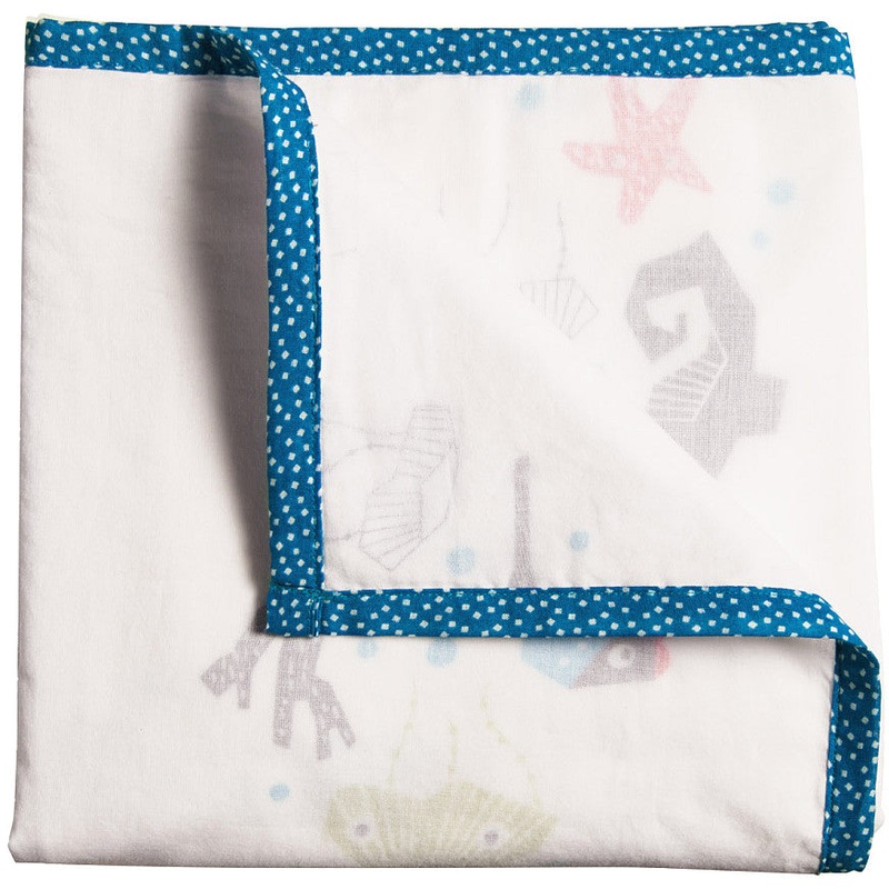 Nursery Works Oceanography 3-Layer Organic Muslin Blanket – Sea Animals