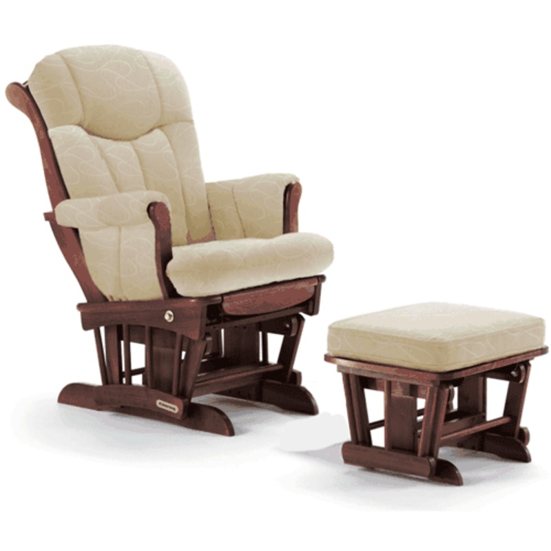 Shermag Sleigh Multipostion and Recling Glider and Ottoman in Cabernet