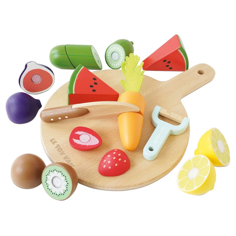 Wooden Chopping Board + Sliceable Play Food