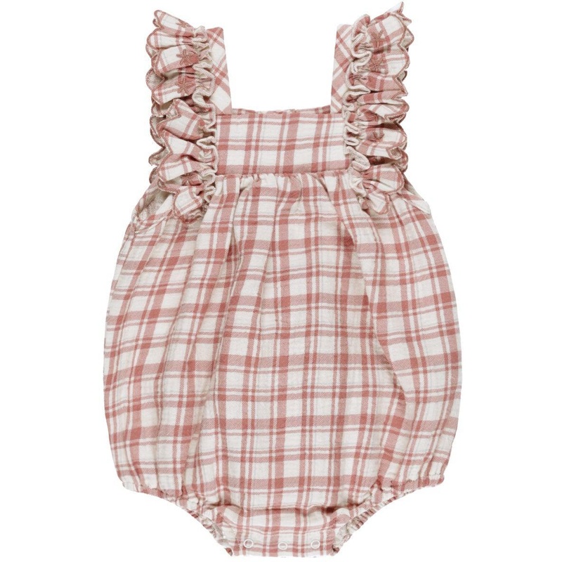 Quincy Mae Maya Romper || Pink Plaid