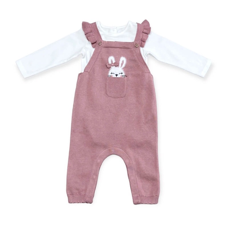 Ruffle Knit Overall Set Bunny Peekaboo