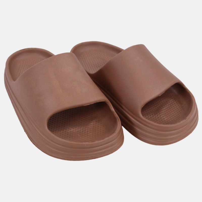 Unisex Kids Rubber Slides  Beige Waves Design