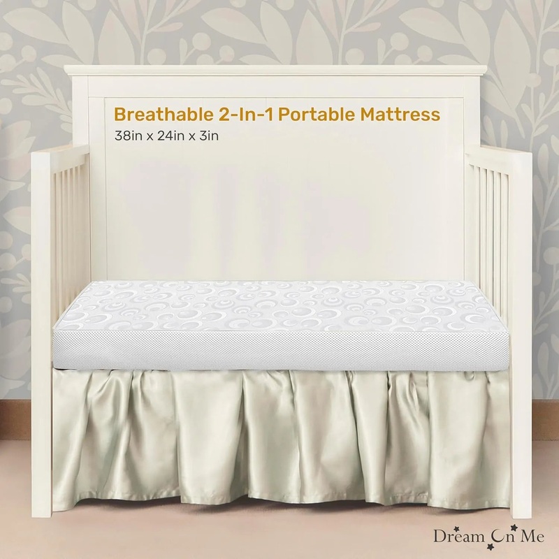 2-in-1 Breathable Two-Sided 3″ Portable Mini Crib Mattress