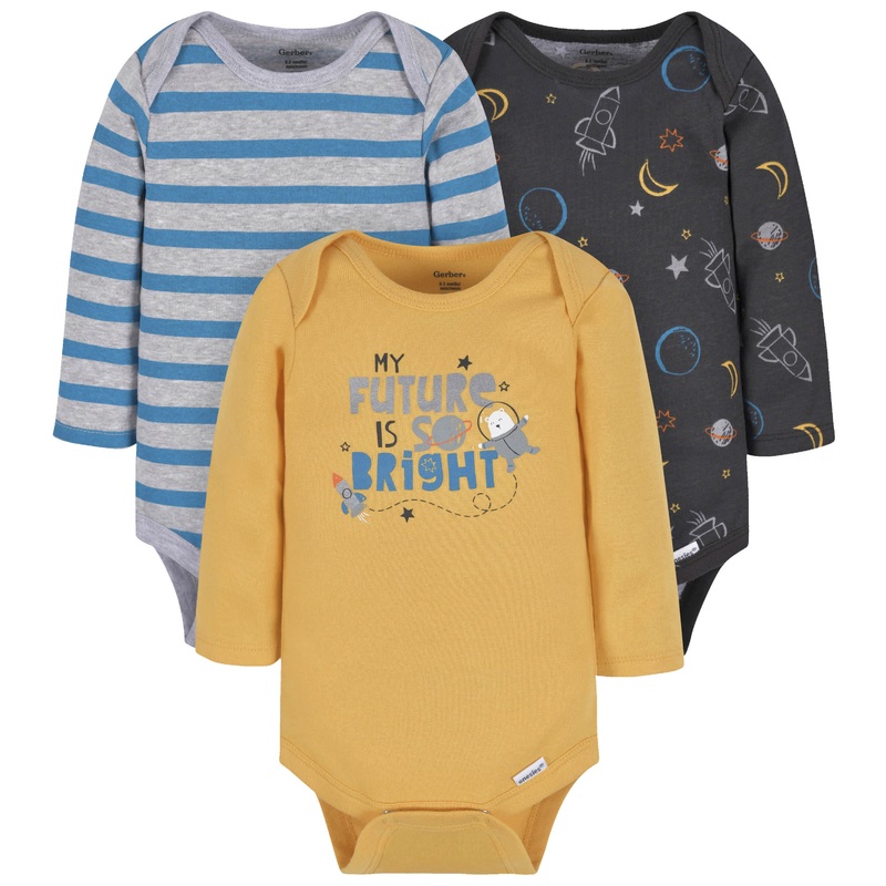 3-Pack Baby Boys Big Journeys Ahead Long Sleeve Onesies Bodysuits
