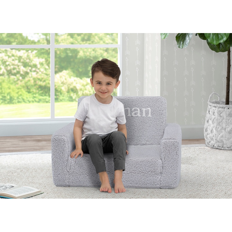 Personalized Cozee Flip-Out Sherpa 2-in-1 Convertible Chair to Lounger for Kids