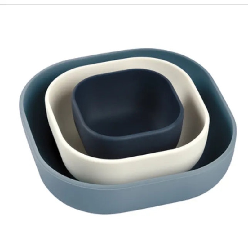 Silicone 3 piece nesting bowl set – night blue