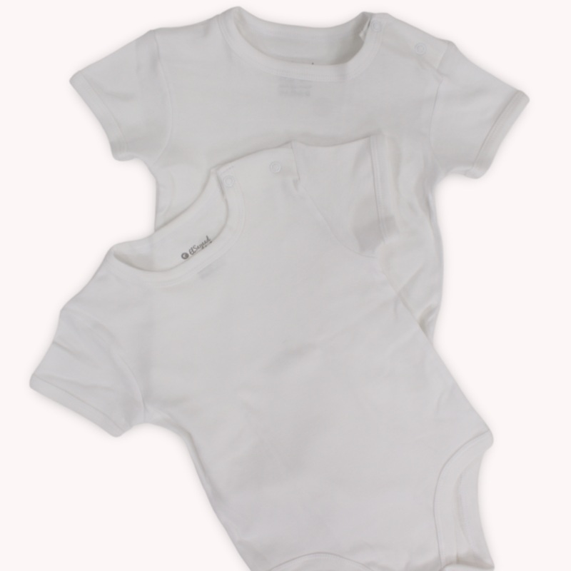White Short-Sleeved Underwear Bodysuit (Pack Of 2)