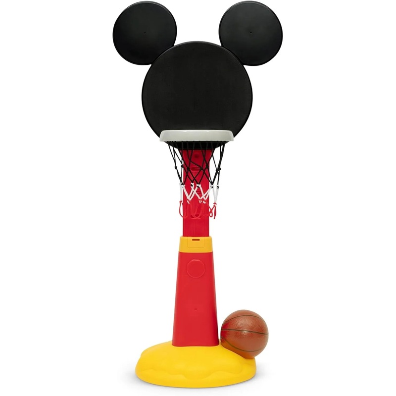 Disney Mickey Mouse Plastic Basketball Set – Includes Basketball Hoop, 1 Basketball and Ball Pump, Red/Black