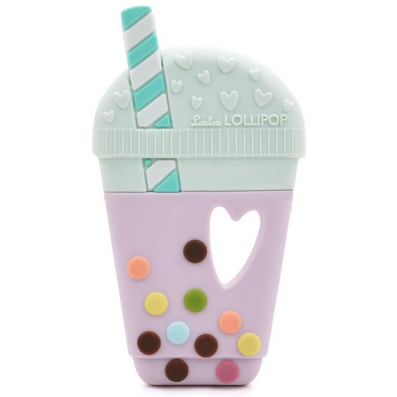 Loulou Lollipop Silicone Teether – Taro Milk Tea – Purple