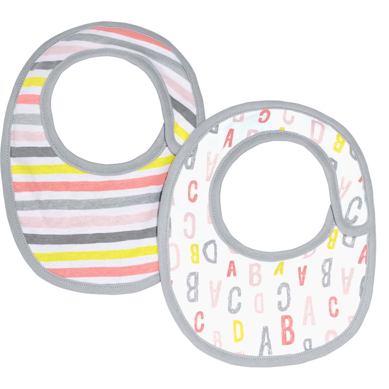 Skip Hop ABC-123 Reversible Bib Set – Pink