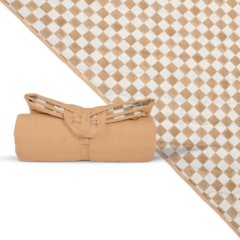 Toki Kids Picnic Blanket, Checker Toffee, 60″x 84″