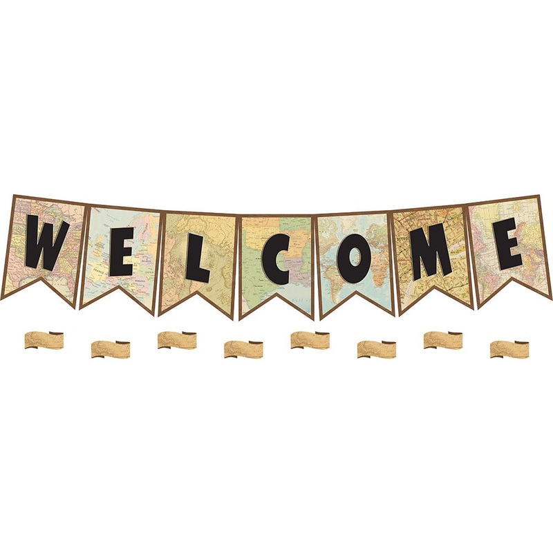 Travel the Map Pennants Welcome Bulletin Board(C)