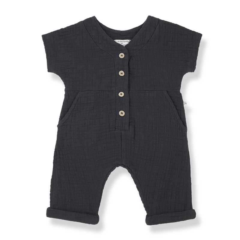 1+ In The Family – Muslin Romper – Anthracite