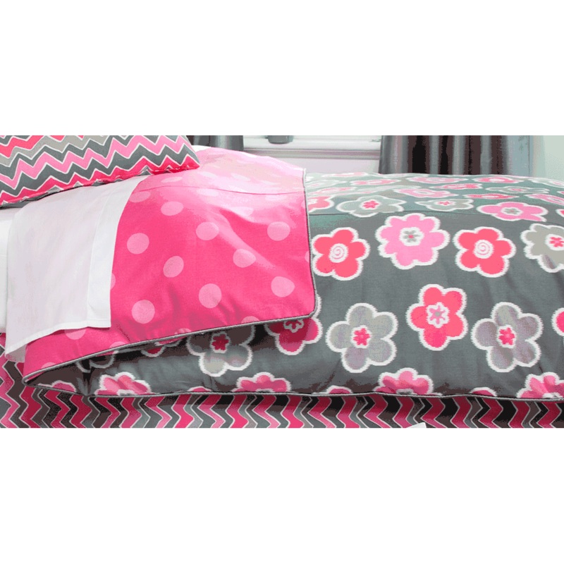 Sweet Potato Addison Twin Duvet Cover – Reversible Floral/Dot