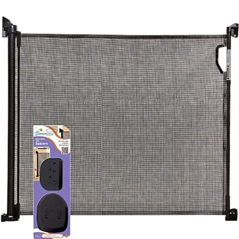 Dreambaby Retractable Indoor/Outdoor Security Gate, Black