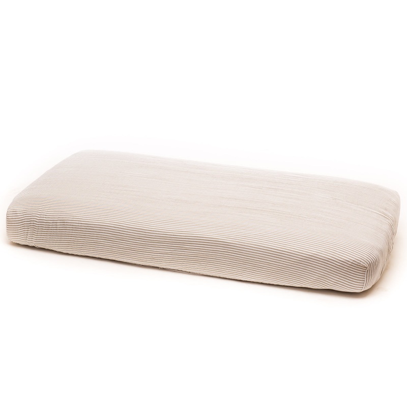 Little Unicorn Cotton Muslin Fitted Sheet – Grey Stripe