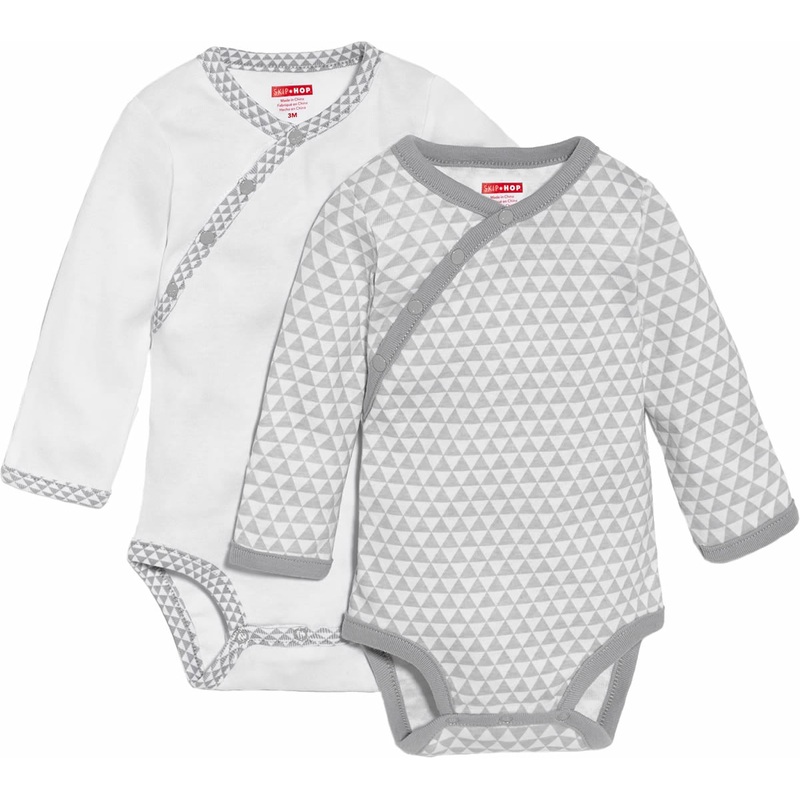 Skip Hop Petite Triangles 2-Pack Long Sleeve Bodysuits – Grey (6 Months)