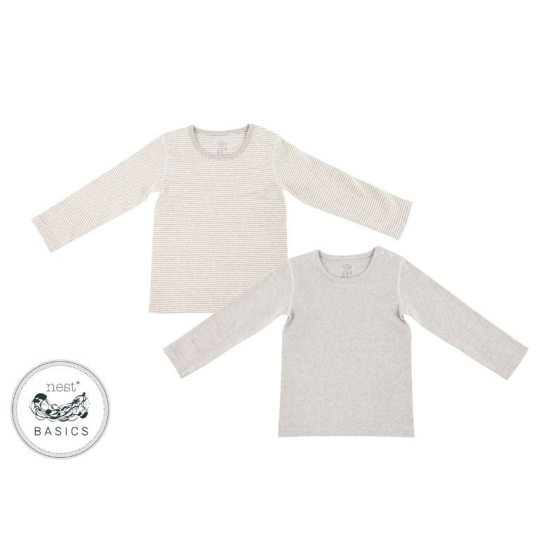 Basics Organic Cotton Ribbed Long Sleeve T-Shirt – 2 Pack