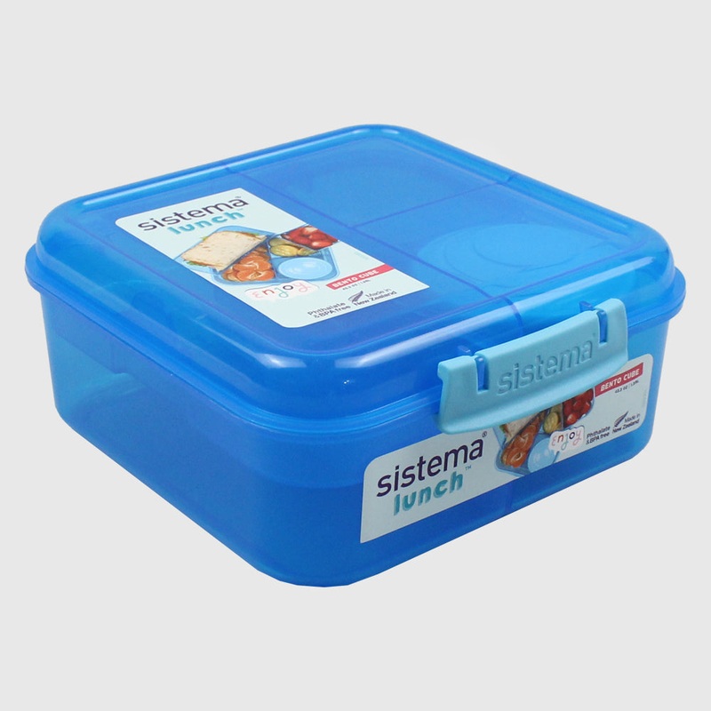 BLUE SISTEMA 1.25L BENTO CUBE WITH YOGURT POT FOOD STORAGE