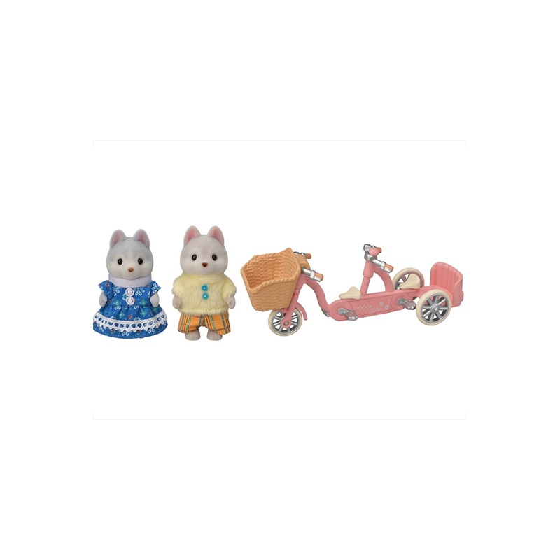 Calico Critters Tandem Cycling Set – Husky Sister & Brother