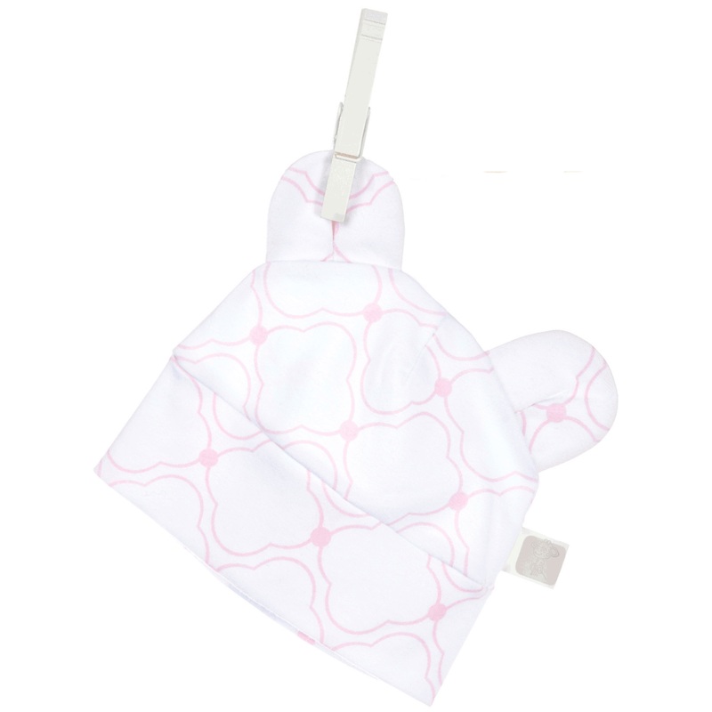 Little Giraffe Link Cotton Cap with Ears in Pink – 0 to 3 Months