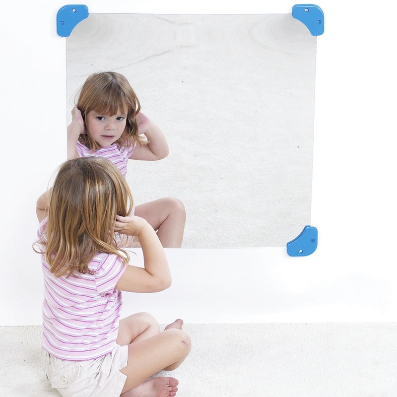 Acrylic Square Mirror (with Mirror Corners and Side Safes) 24″ x 24″