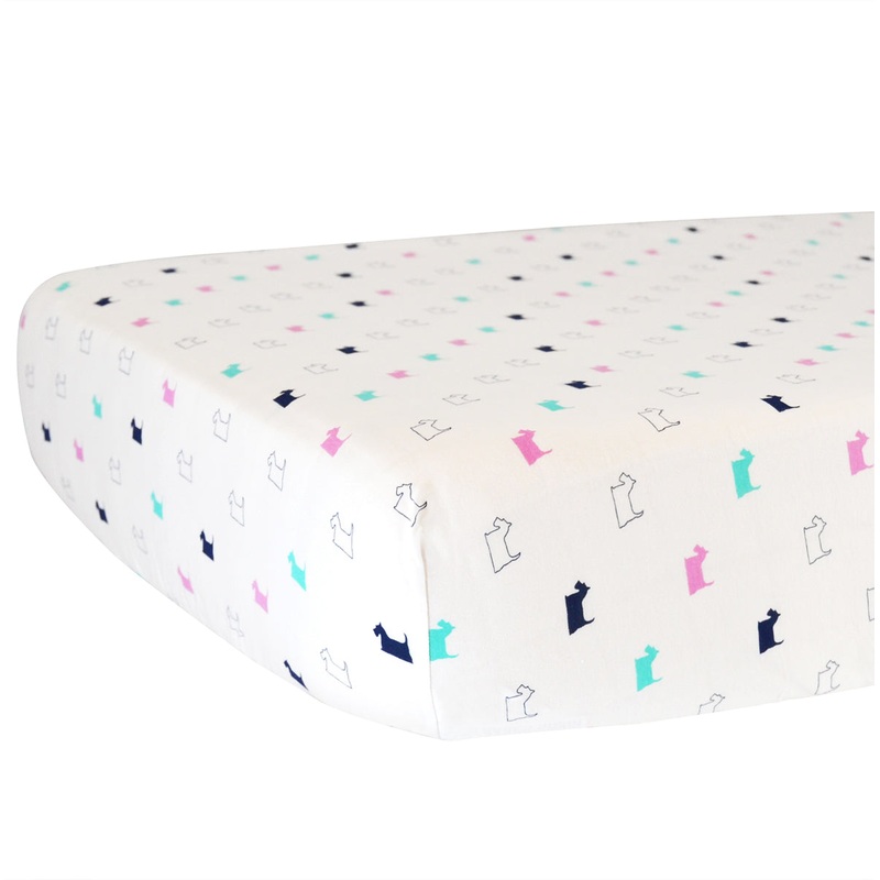 Hello Spud Organic Cotton Fitted Crib Sheet – Girl Scottie Dogs