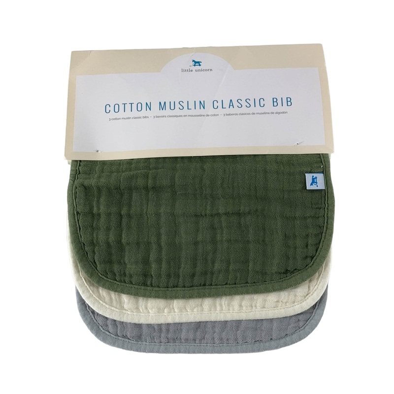 Little Unicorn Cotton Muslin Classic Bib (3 Pack), Fern 2