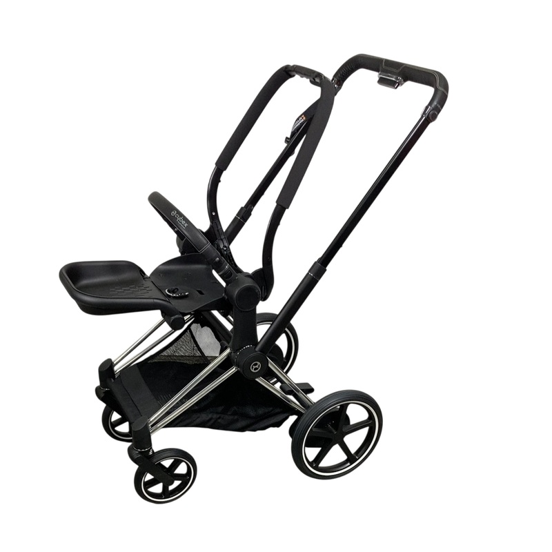 Cybex E-PRIAM Stroller Frame Only, 2021, Chrome With Black Details, without Battery
