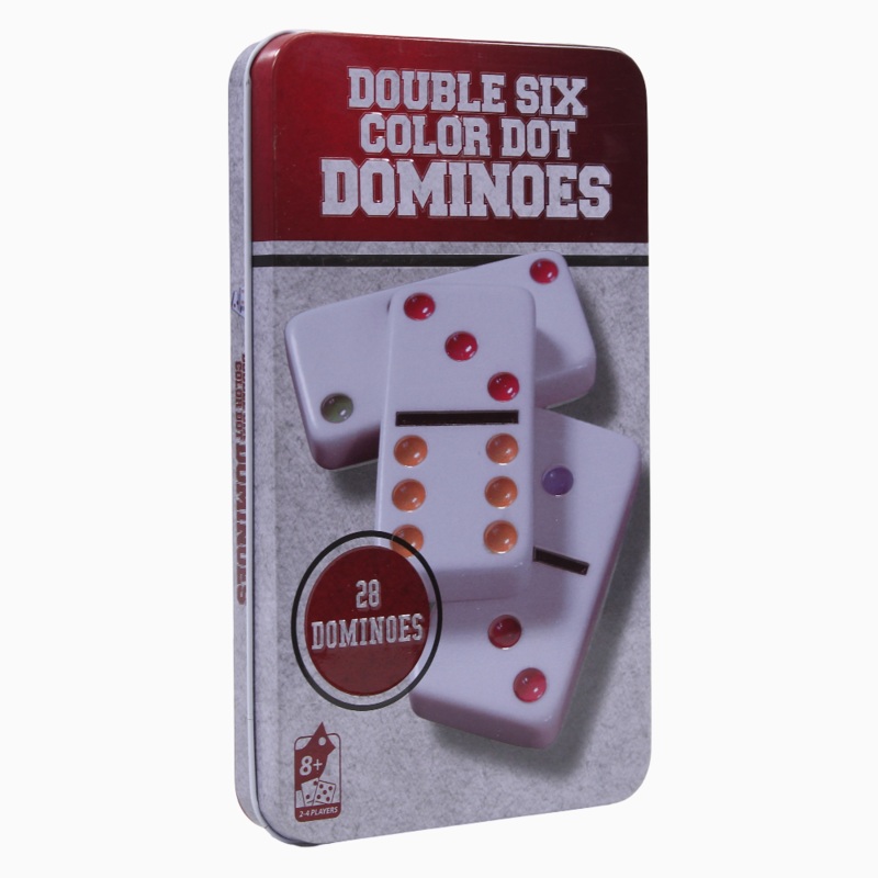 Generic Double Six Color Dot Dominoes  Assorted Tin Box