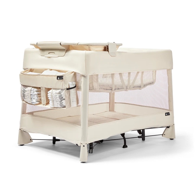 4moms Breeze 5 Plus Playard + Diaper Storage Caddy Bundle – Birch