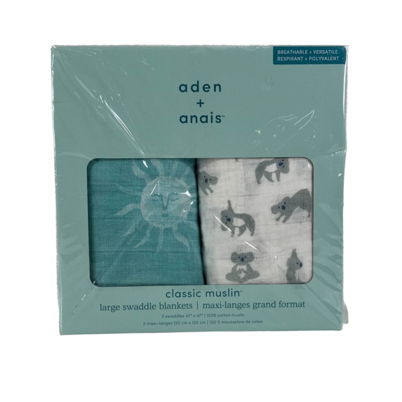 Aden + Anais Large Cotton Muslin Swaddle, 2 Pack, Now + Zen