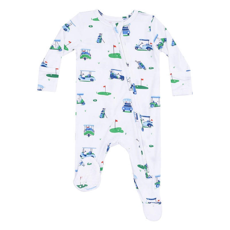 ADR 2 Way Zipper Footie Vintage Golf Carts Blue