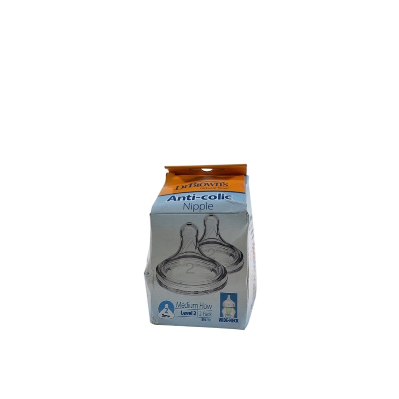 Dr. Brown’s Baby Bottle Nipples 2-Pack, Medium 3m+, Wide neck
