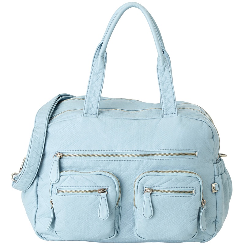 OiOi Faux Lizard Carryall Diaper Bag in Powder Blue