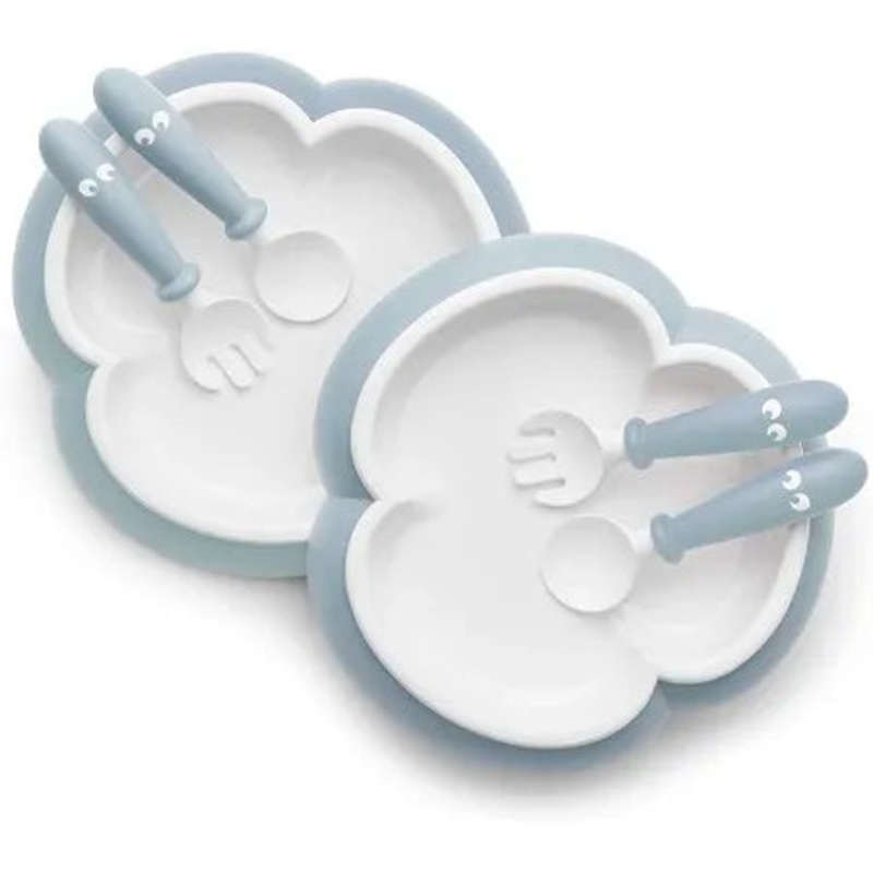 Baby Plate, Spoon and Fork Set – 2 Pieces, Pastel Blue