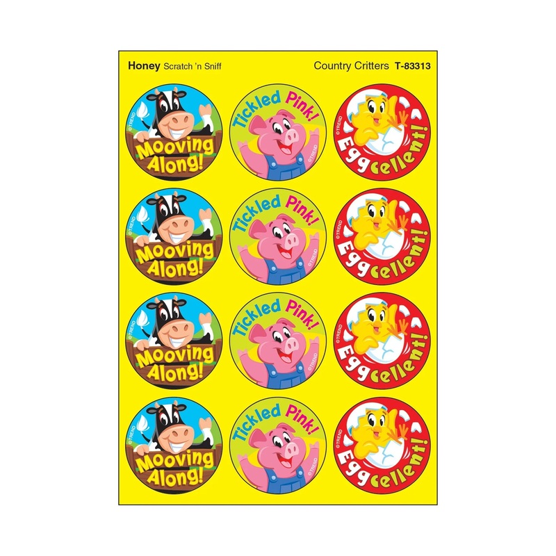Country Critters, Honey scent Scratch ‘n Sniff Stinky Stickers  Large Round