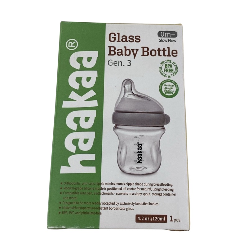 Haakaa Glass Bottle, 1 Pack, 4 oz
