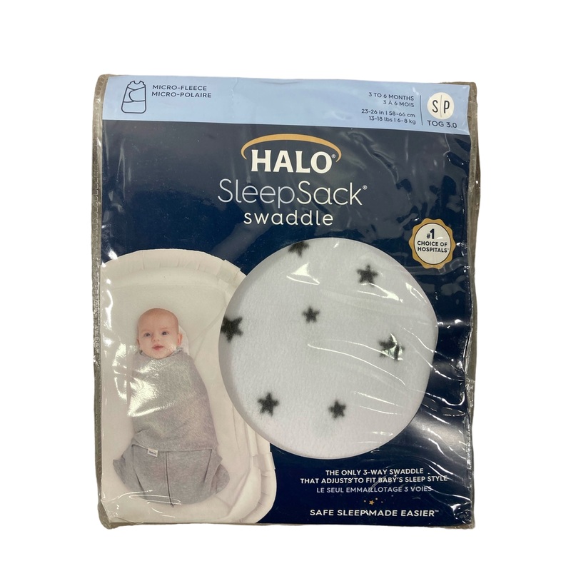 Halo SleepSack Swaddle, S, Charcoal Stars Micro-Fleece