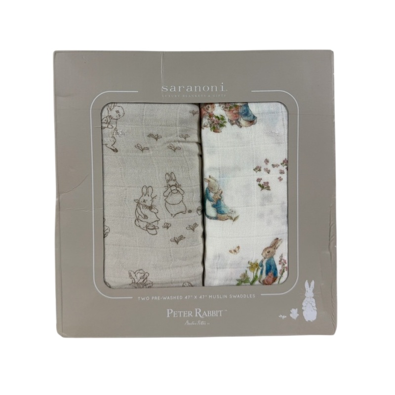 Saranoni Peter Rabbit Swaddle Blanket 2 Pack, Girl/Neutral